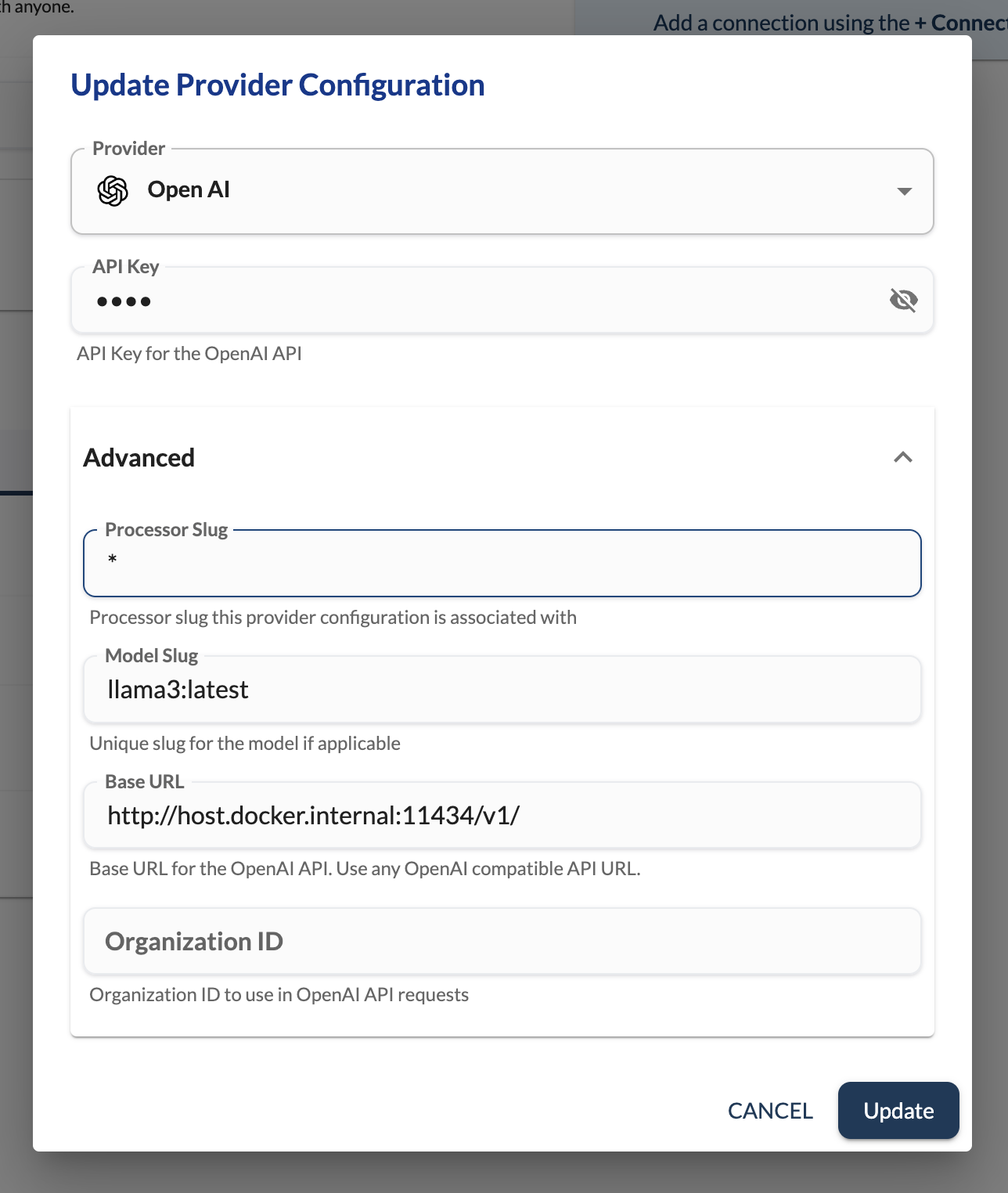 Ollama Provider Config Modal